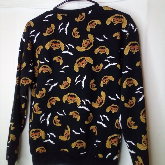Disney Stitch Sweatshirt Juniors XS Long Sleeve Halloween Pumpkin Black Orange - Picture 11 of 15